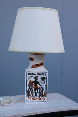 tobacco lamp Italian Tobacco India Painted Ceramic Table Lamp from Etruria, 1950s for  sale at Pamono