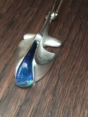 Iguana Necklace in Acrylic Acrylic Glass Sterling Silver 925 by Bjorn Weckstrom for Lapponia 1978 for sale at Pamono