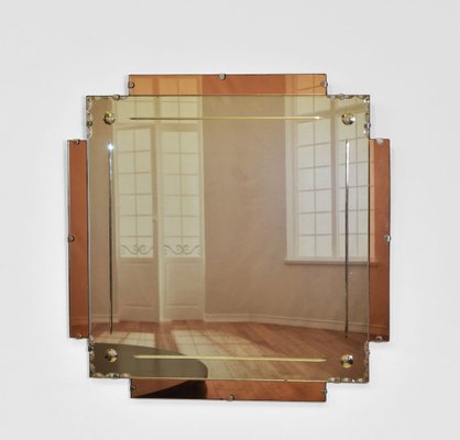 Art Deco Wall Mirror With Peach Glass 1930s For Sale At Pamono