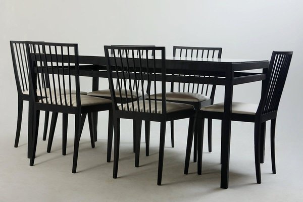 Mid Century Modern Dining Table, Black Dining Table And Chairs Set