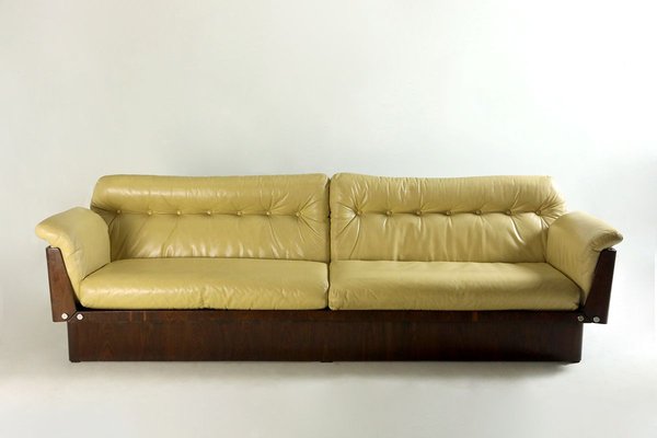 Mid Century Modern Sofa In Hardwood And, Mid Century Modern Leather Sectional