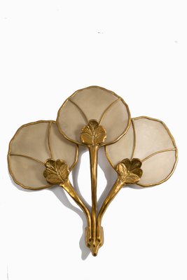 Grande Applique Murale Vintage En Forme De Fleur En Laiton Et Tissu Italie En Vente Sur Pamono