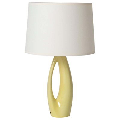 Mid Century Yellow Ceramic Table Lamp, Yellow Ceramic Table Lamp