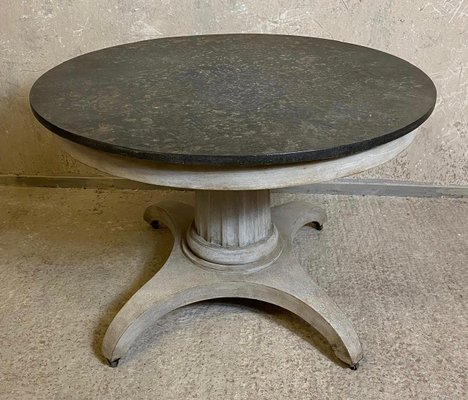 Early 19th Century Swedish Round Center Or Small Dining Table With Faux Marble Top For Sale At Pamono