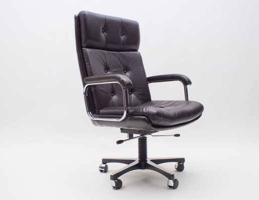Back Leather Office Chair 1970s, High Back White Leather Office Chair