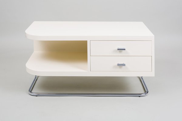 Vintage Ivory And Chromed Steel Bedside Tables From Kovona 1950s Set Of 2 For Sale At Pamono