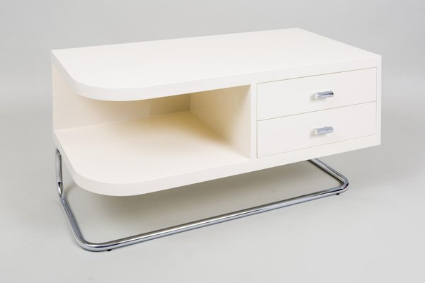 Vintage Ivory And Chromed Steel Bedside Tables From Kovona 1950s Set Of 2 For Sale At Pamono