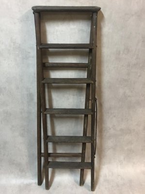 Antique Folding Library Ladder For, Antique Bookcase With Ladder