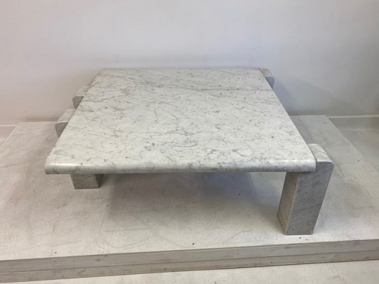 Carrara Marble From Skipper 1970s, Italian Carrara Marble Coffee Table