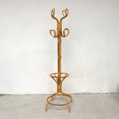 Vintage Bohemian Rattan & Bamboo Coat Rack Vintage Bohemian Rattan & Bamboo Coat Rack