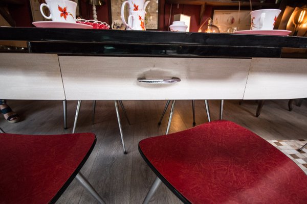 Red Formica Dining Table Chairs Set 1960s Set Of 7