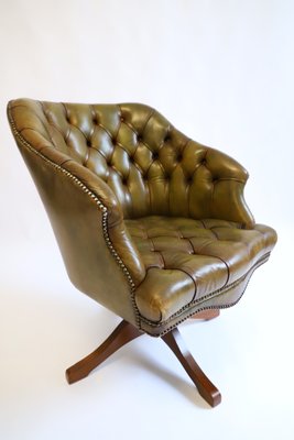 Olive Green Leather Swivel Chair, Leather Swivel Rocker