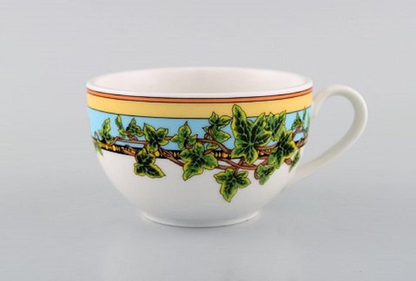 Large Ivy Leaves Teacups with Saucers by Gianni Versace for