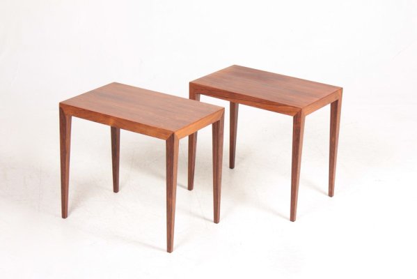 Mid Century Danish Rosewood Side Tables by Severin Hansen for Haslev Møbelsnedkeri, 1950s, Set of 2 Mid Century Danish Rosewood Side Tables by Severin Hansen for Haslev Møbelsnedkeri, 1950s, Set of 2