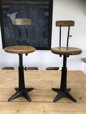 Industrial Cast Iron Stool from Singer, 1920s