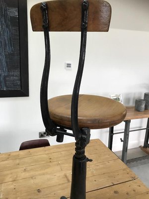Industrial Cast Iron Stool from Singer, 1920s for sale at Pamono