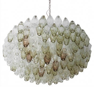 Mid Century Poliedri Murano Glass Chandelier by Carlo Scarpa, 1960s Mid Century Poliedri Murano Glass Chandelier by Carlo Scarpa, 1960s