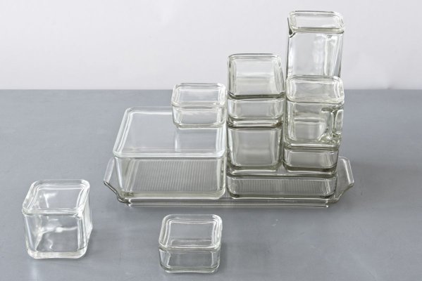 Bauhaus Kubus Storage Containers by Wilhelm Wagenfeld for VLG, Germany,  1930s, Set of 21 for sale at Pamono