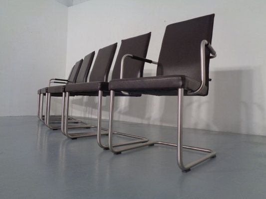 Leather Cantilever Dining Chairs By, Real Leather Cantilever Dining Chair