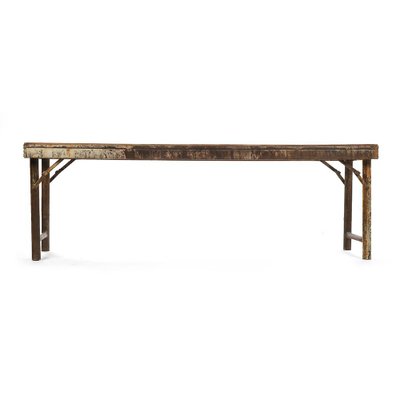 Folding Wooden Table with Iron Legs for sale at Pamono