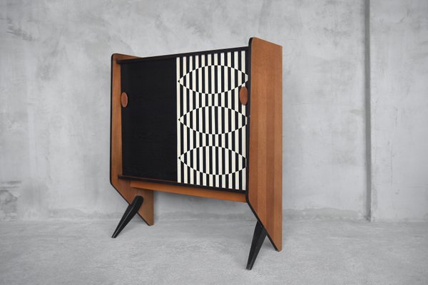 Scandinavian Mid Century Modern Cabinet With Hand Painted Pattern 1970s For Sale At Pamono