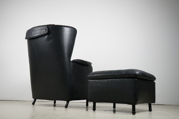 Ds 23 Black Leather Chair Ottoman By, Black Leather Armchair With Ottoman