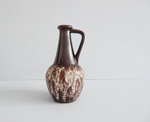 Blue and brown fat lava round jug Brown Fat Lava Glaze Vase With Handles From Bay Keramik 1970s For Sale At Pamono