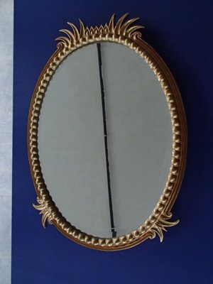 Large Antique Oval Beveled Wall Mirror, Vintage Beveled Wall Mirror