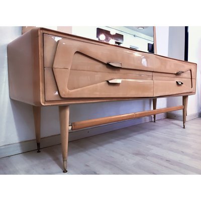 Mid Century Italian Maple Dresser with Mirror 1950s