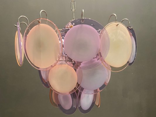 Pink Lavender Murano Glass Disc Chandelier 1970’s Pink Lavender Murano Glass Disc Chandelier 1970’s