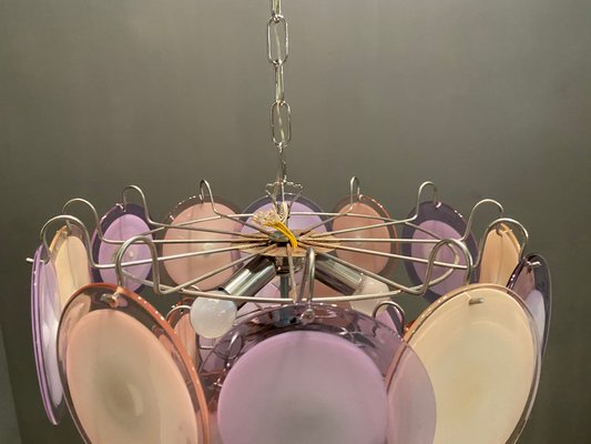 Pink Lavender Murano Glass Disc Chandelier 1970’s Pink Lavender Murano Glass Disc Chandelier 1970’s