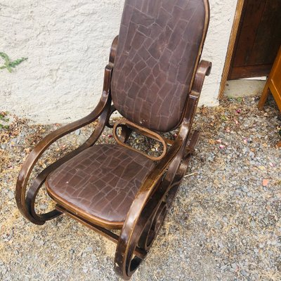 Brown Leather Rocking Chair 1950s For Sale At Pamono