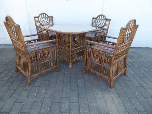 Vintage Bamboo Dining Table Chairs, Classic Wooden Dining Table And Chairs