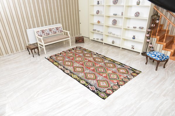 Vintage Turkish Multi Colored Wool Antalya Kilim Rug 1950s For Sale At Pamono