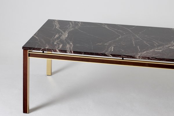 Marble Top Coffee Table 1970s, Brass Marble Top Coffee Table