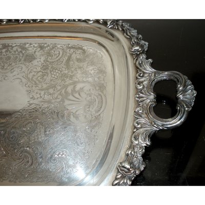 pics Vintage Metal Serving Tray With Handles rectangular metal serving tray with