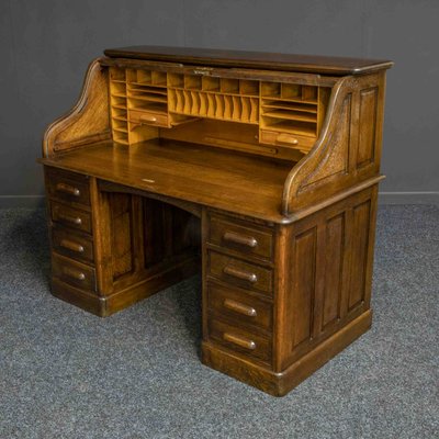 Antique Edwardian Oak Roll Top Desk For, How To Identify Antique Roll Top Desk