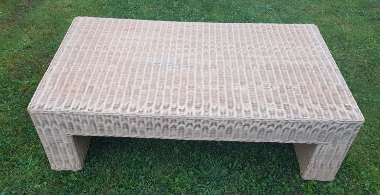 Rectangular Wicker Coffee Table 1980s For At Pamono - Square Wicker Coffee Table