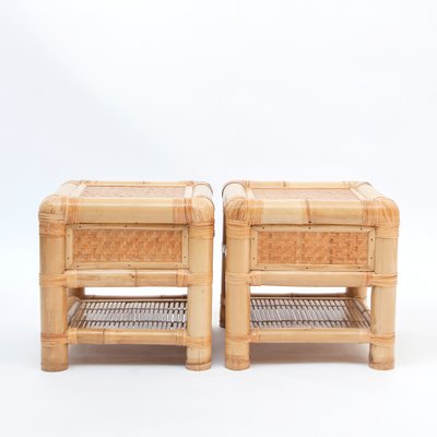 Mid Century Bamboo And Rattan Nightstand 1980s For Sale At Pamono