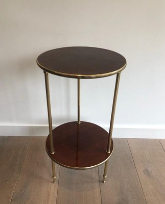 French Round Mahogany And Brass Side, Mahogany Round Side Table