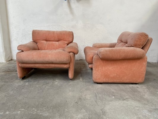 Mid-Century Italian Flamingo Pink Velvet 3-Seater Sofa by Mid-Century Italian Flamingo Pink Velvet 3-Seater Sofa by