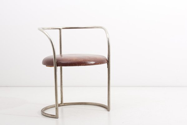 Steel And Leather Chair By Eskil, Metal And Leather Chair