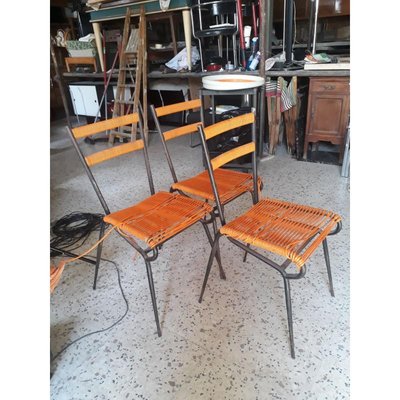 Metal Chair with Plastic Woven 1960s