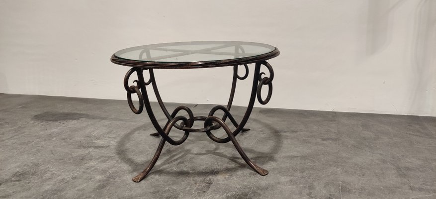 Wrought Iron Coffee Table By René, Round Glass Wrought Iron Coffee Table