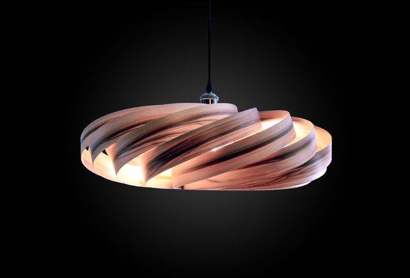 Large Satin Walnut Andromeda Pendant Lamp by Manuel Döpper Large Walnut Andromeda Pendant Lamp by Manuel Döpper for