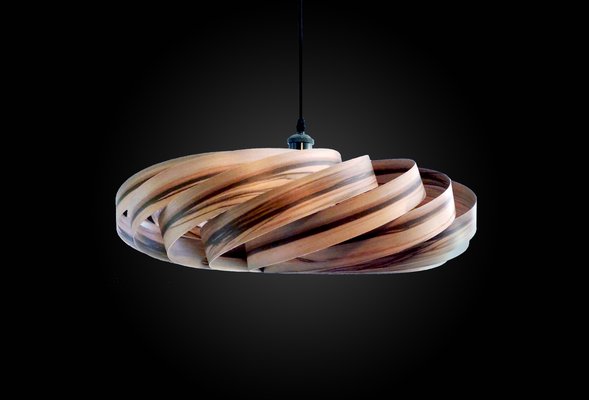 Large Satin Walnut Andromeda Pendant Lamp by Manuel Döpper Large Walnut Andromeda Pendant Lamp by Manuel Döpper for