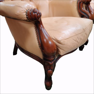 Antique Victorian Style Leather Sofa And Wingback Armchairs Set For At Pamono Antique Victorian Style Leather Sofa, Antique Leather Sofa Set