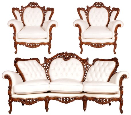 Italian Rococo Hand Carved Walnut And, Leather Sofa Manufacturers In Italy