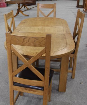Solid Golden Oak Dining Table Chairs Set 1980s Set Of 5 For Sale At Pamono