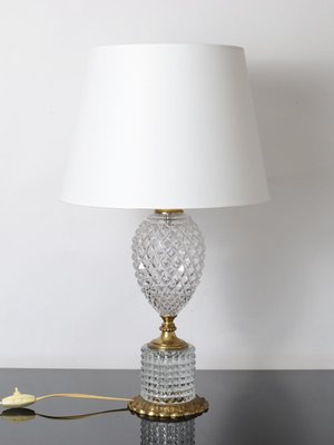 Hollywood Regency Style Glass Pineapple Vintage Glass Pineapple Table Lamp
